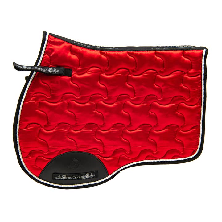 Pro Classic Luxury Red Satin Saddle Pad with Shock Absorbers for wholesale by Pro Classic Global
