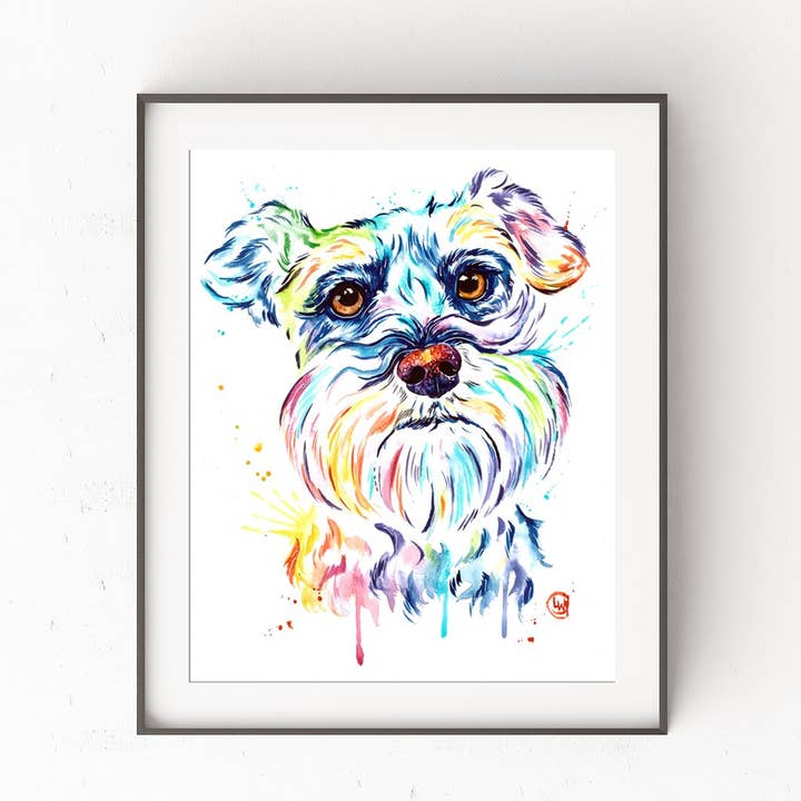 Dipinto ad acquerello di Schnauzer - Stampe d'arte e cartoline per la vendita all'ingrosso da parte di Whitehouse Art