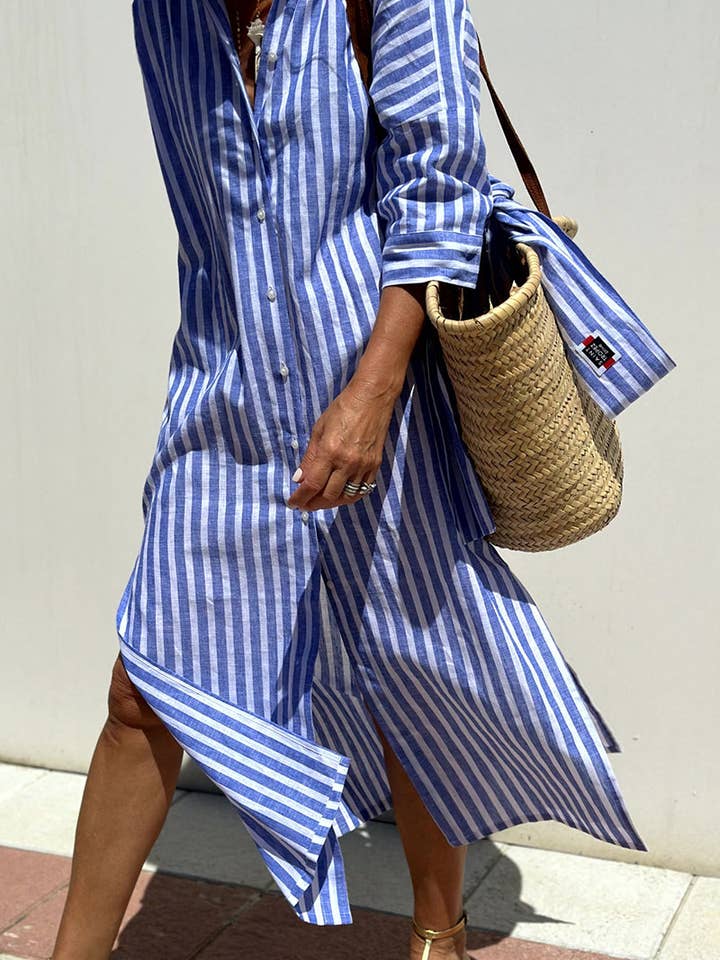 Striped Belted Shirt Dress for wholesale by Soli Echo