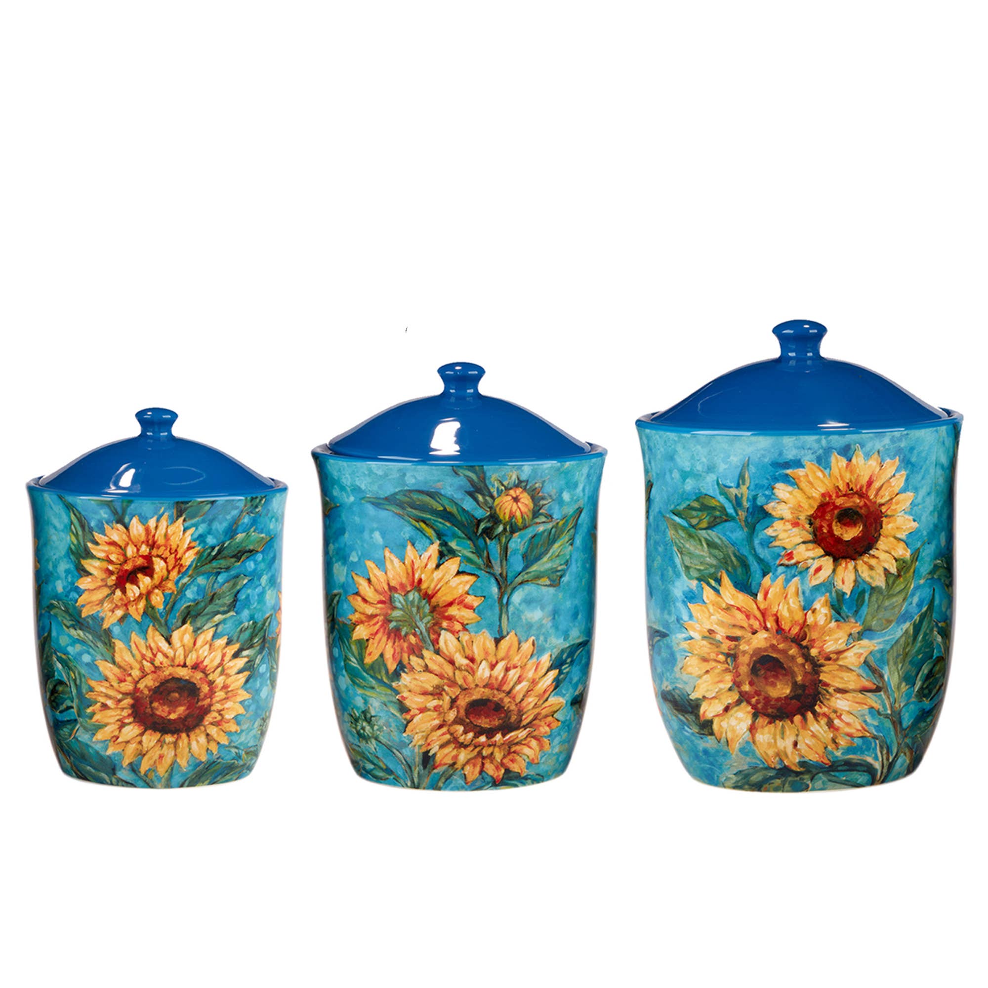 Certified International - Vente Ensembles de boîtes - Ensemble de 3 boîtes Golden Sunflowers 54 72 104 oz4