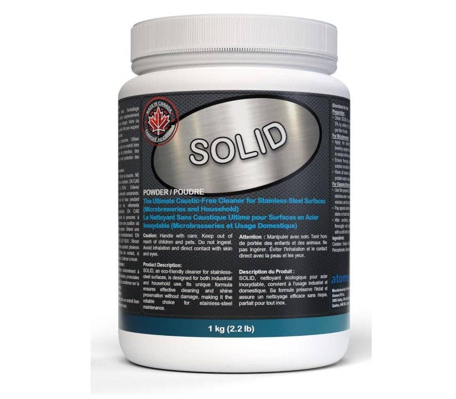 atomsbio - Venta al por mayor Limpiador multiusos - Sólido | Limpiador en Polvo para Utensilios de Cocina de Acero Inoxidable | Sin Cáusticos | Limpiador de Alta Resistencia para Ollas, Sartenes y Equipos de Cervecería | 1Kg0