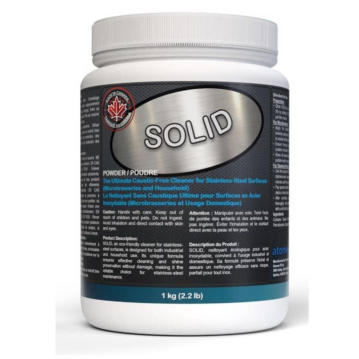 Solid | Stainless Steel Cookware Cleaner Powder | Caustic-Free | Heavy-Duty Cleaner for Pots, Pans, and Brewery Equipment | 1Kg for wholesale by atomsbio