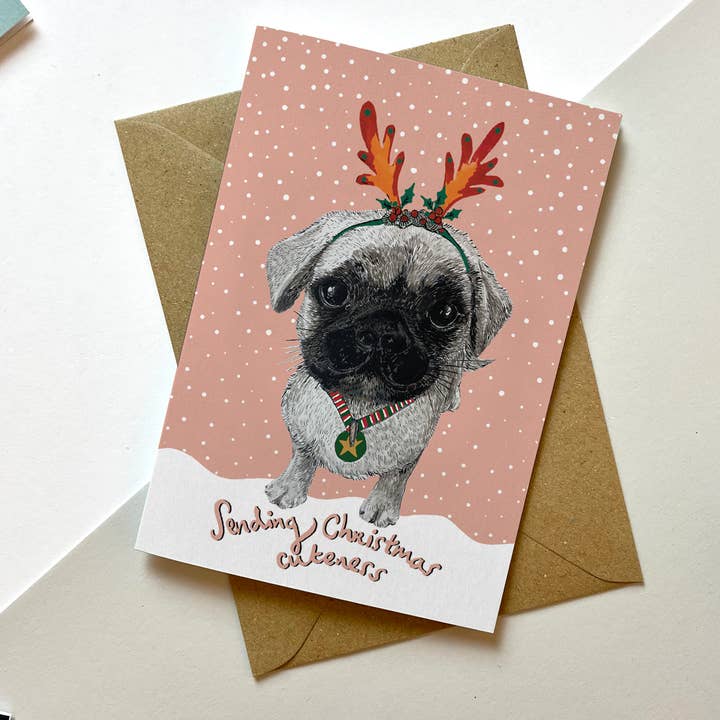 Carte de Noël Sending Christmas Cuteness - Pug pour la vente par Max Made Me