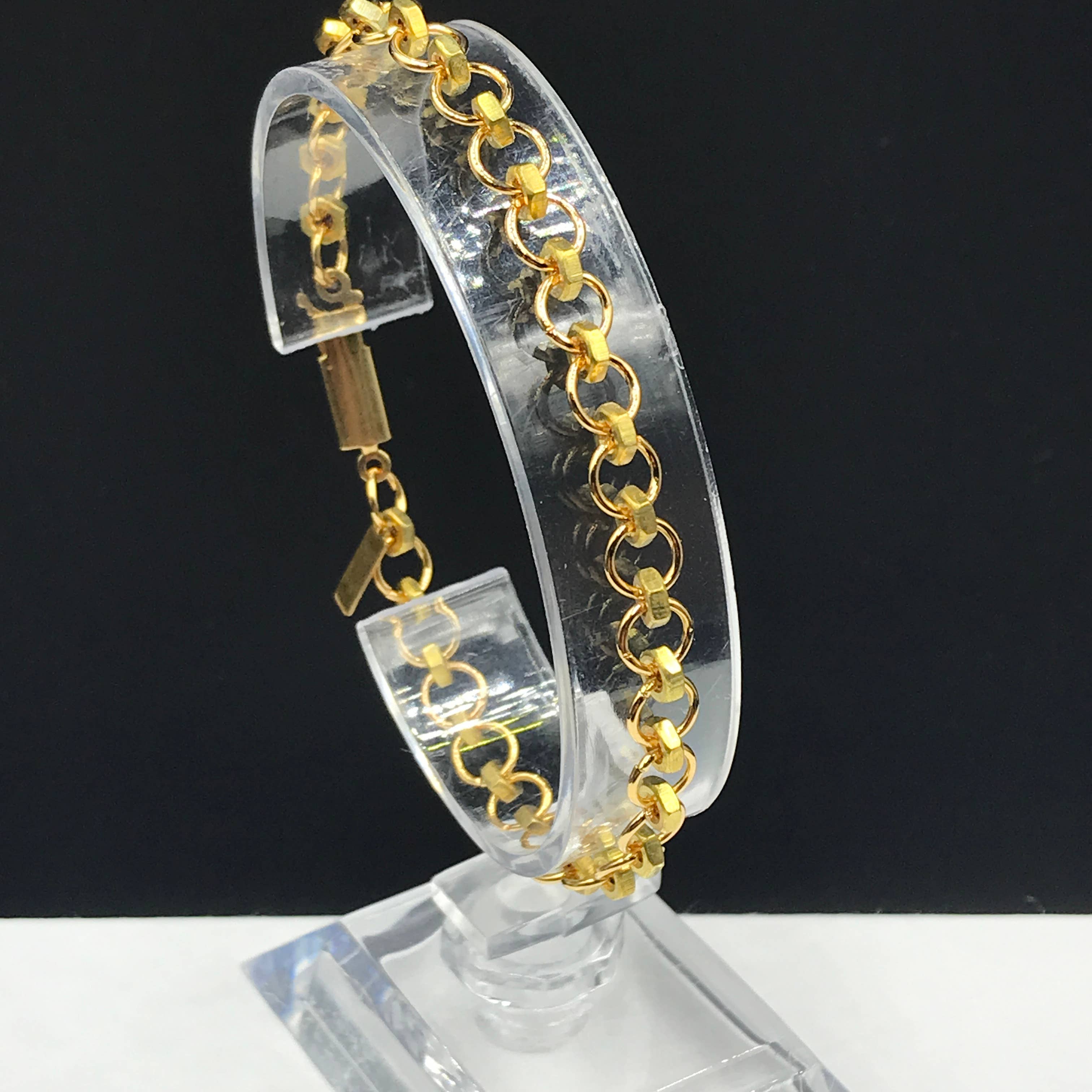 CEH Creations - Vente Bracelets maillon et chaîne - Bracelet en laiton hexagonal/anneau de saut0