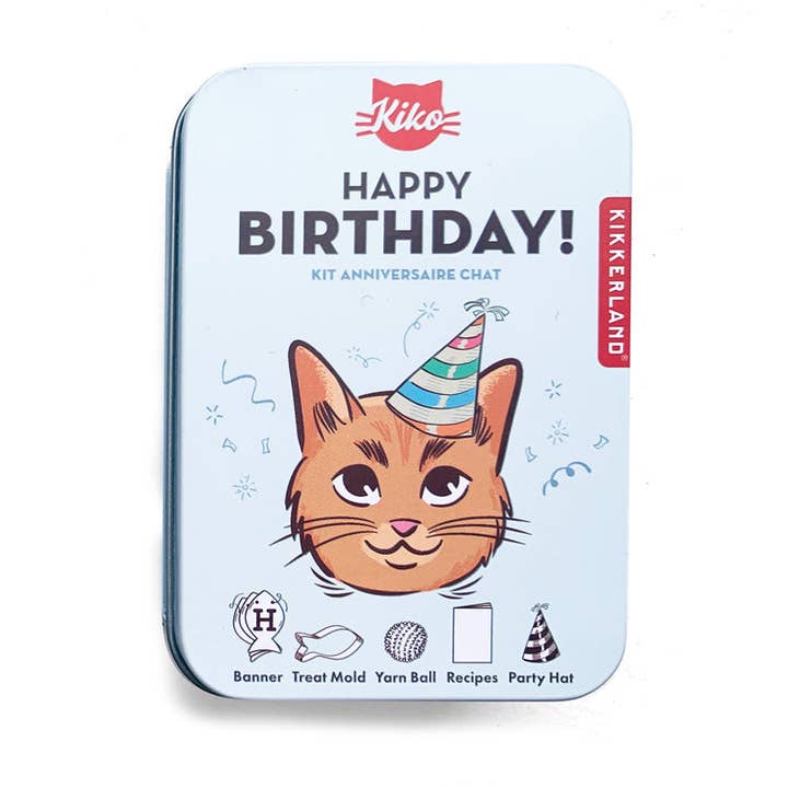 Kiko Cat Happy Birthday Kit for wholesale by Kikkerland Design Inc