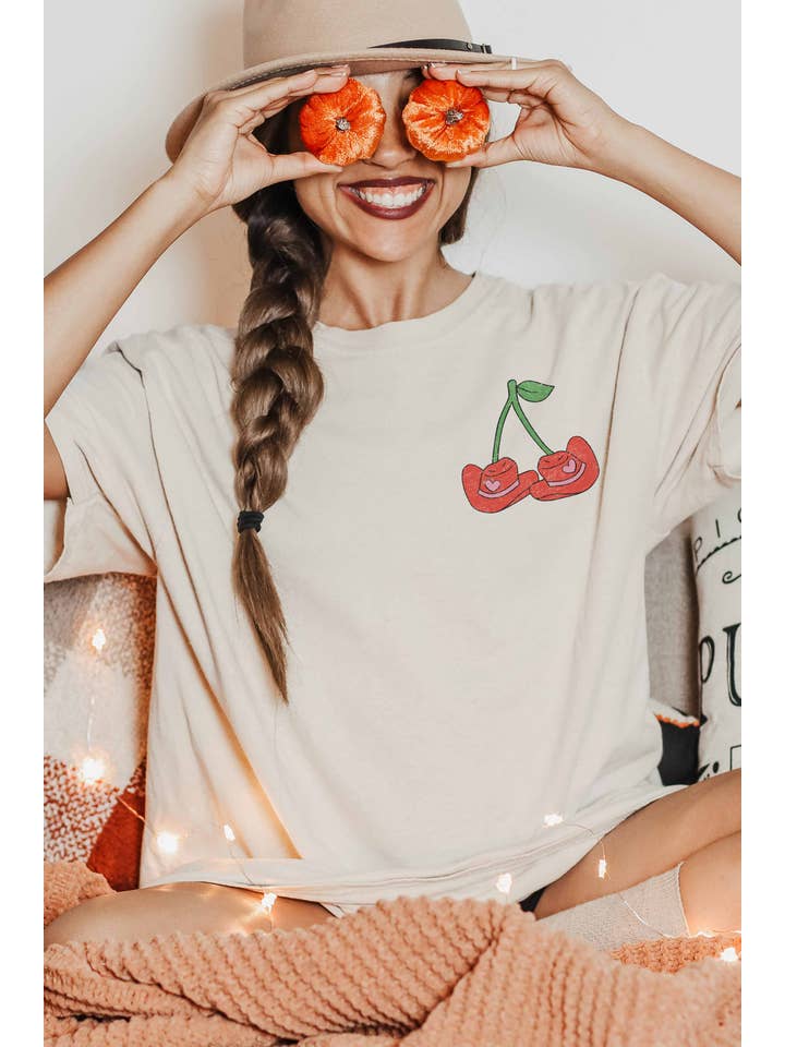 GOOD DAY STREET - Wholesale T-shirt met print - Dames - GOOD DAY STREET oversized t-shirt met kersen en cowgirl hoeden2