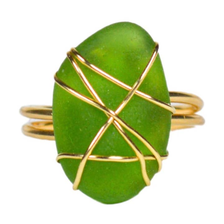 Emerald Sea Glass Ring voor wholesale door Guava Isle