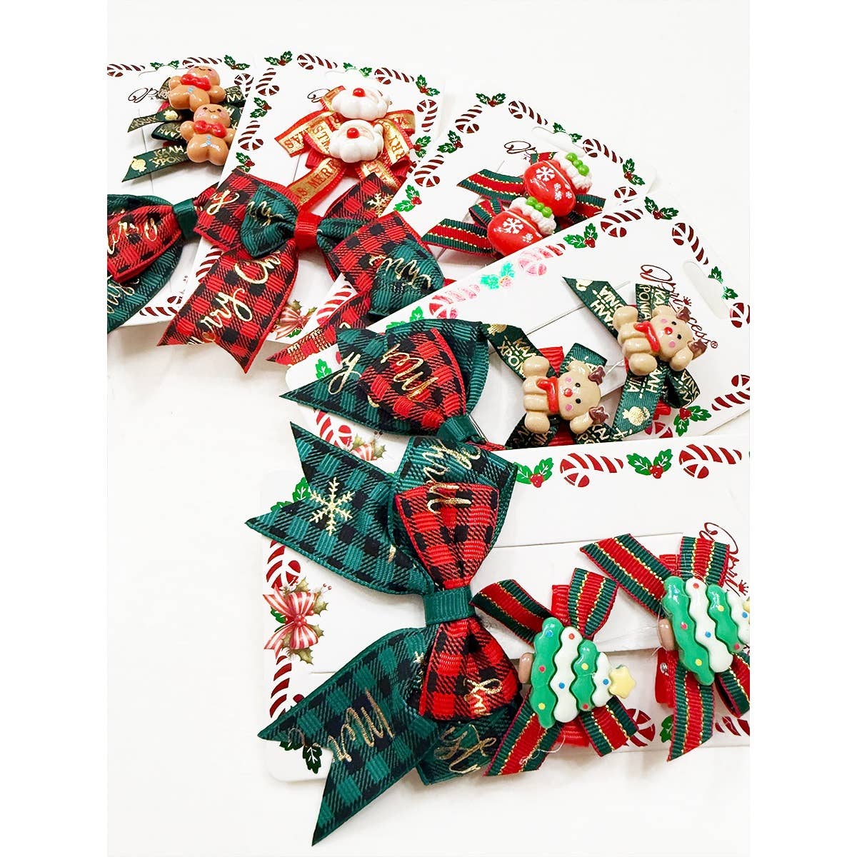 MIX COLOR Trio Christmas Theme Bow Clips for wholesale on Faire7