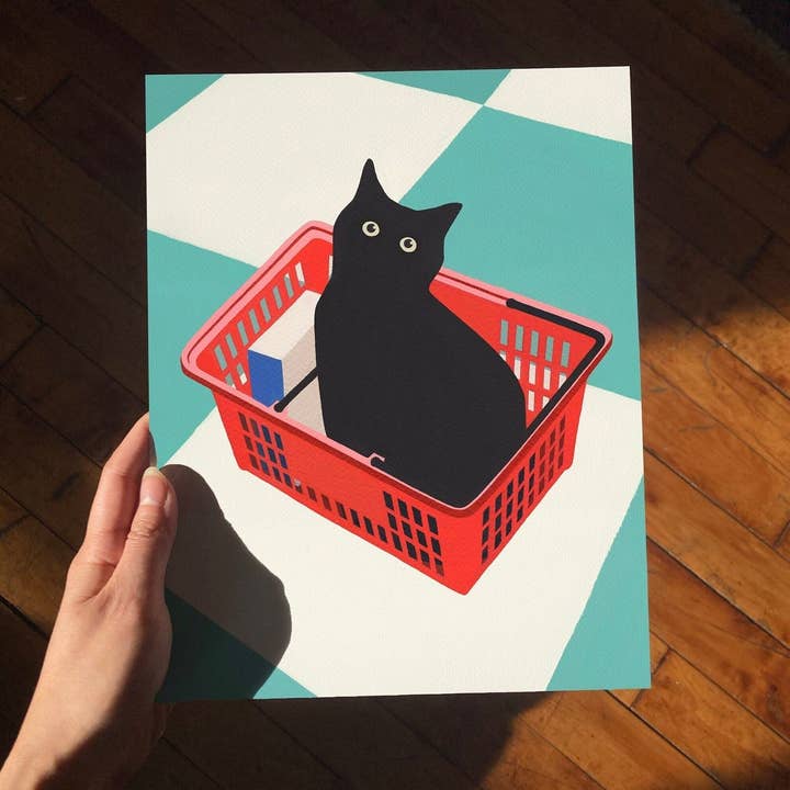 Jen Wang Studios - Wholesale Art Print - Black Cat Art Print2