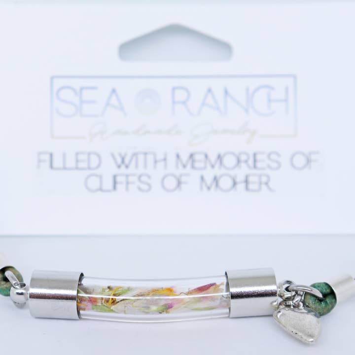 9MIE Irish Sand or Flowers Custom Filled Leather Bracelet for wholesale by Sea Ranch Jewelry