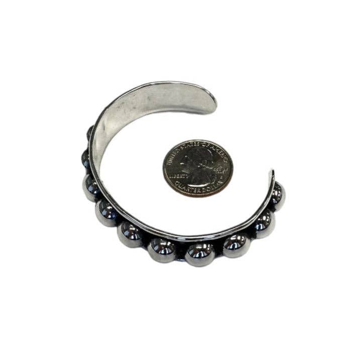 Select Lines - Wholesale Cuff Bracelet - Sterling Silver Dotted Bead Row 15mm Cuff Bracelet2