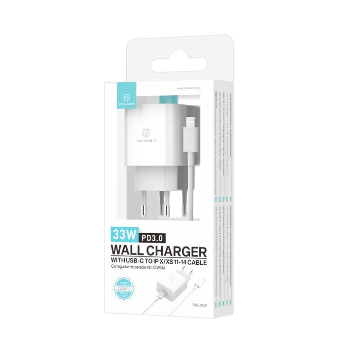 TECHANCY - Wholesale Voedingsadapter/oplader - TECHANCY 33W PD3.0 USB-C snellader met Type-C naar Lightning-kabel3
