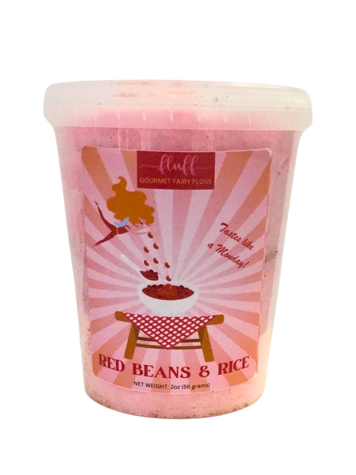 Red Beans and Rice cotton candy for wholesale by Fluff gourmet fairy floss