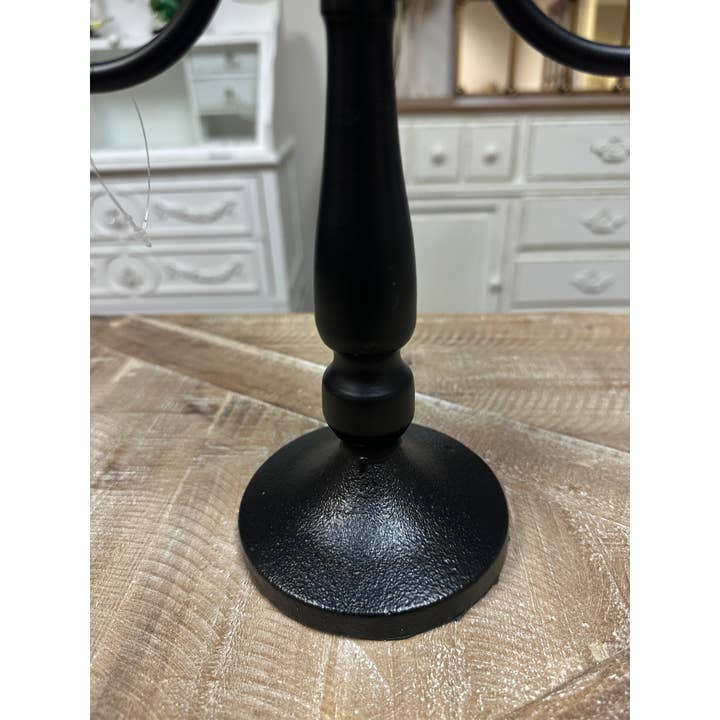 Vagabond Vintage - Wholesale Candle Holder - Black Metal 3-Arm Candelabra3