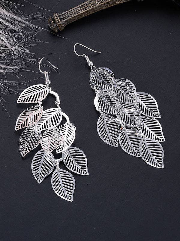 MoodGold - Wholesale Dangle Earrings - Fashion Simple Cutout Leaves Earrings0