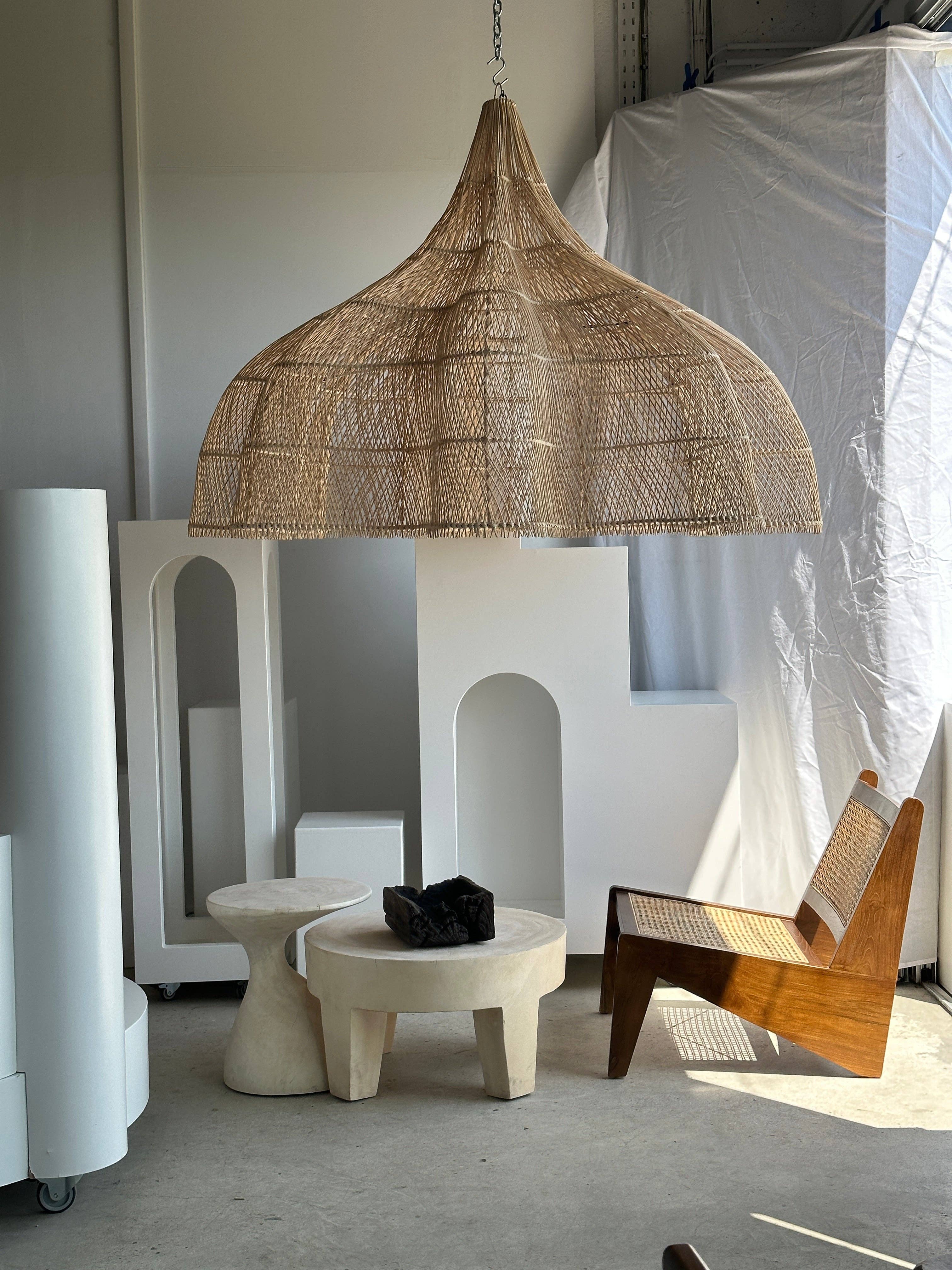 Office Objets - Wholesale Chandelier/Hanging Light - Immense rattan suspension in the shape of a flower, tulip, corolla H:1m; D:1m5070