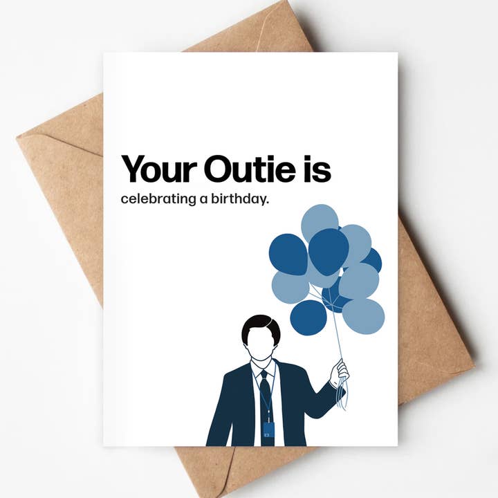 Célébration d'anniversaire inspirée par Severance avec une carte écologique pour la vente par Jenna's Doodles