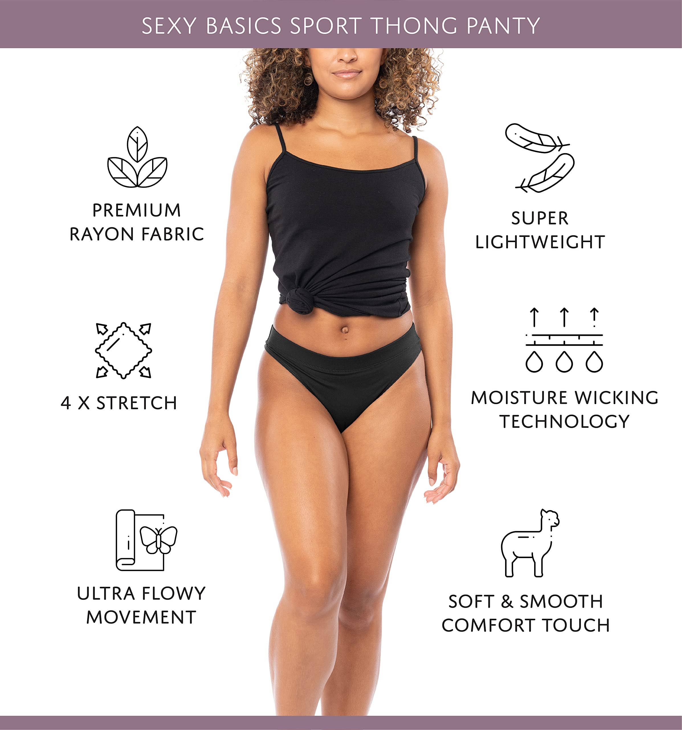 I-Wear Brands – Roupa interior - Mulher por atacado – 6 Pack Mulher Rayon Desporto Ativo Thong Pantie Roupa Interior2