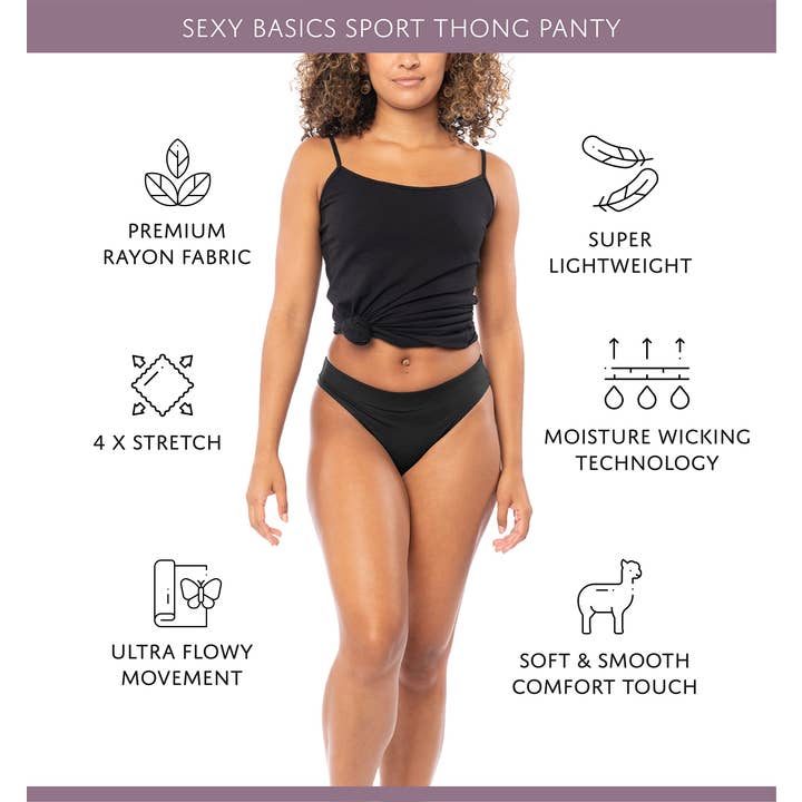 I-Wear Brands – Roupa interior - Mulher por atacado – 6 Pack Mulher Rayon Desporto Ativo Thong Pantie Roupa Interior2