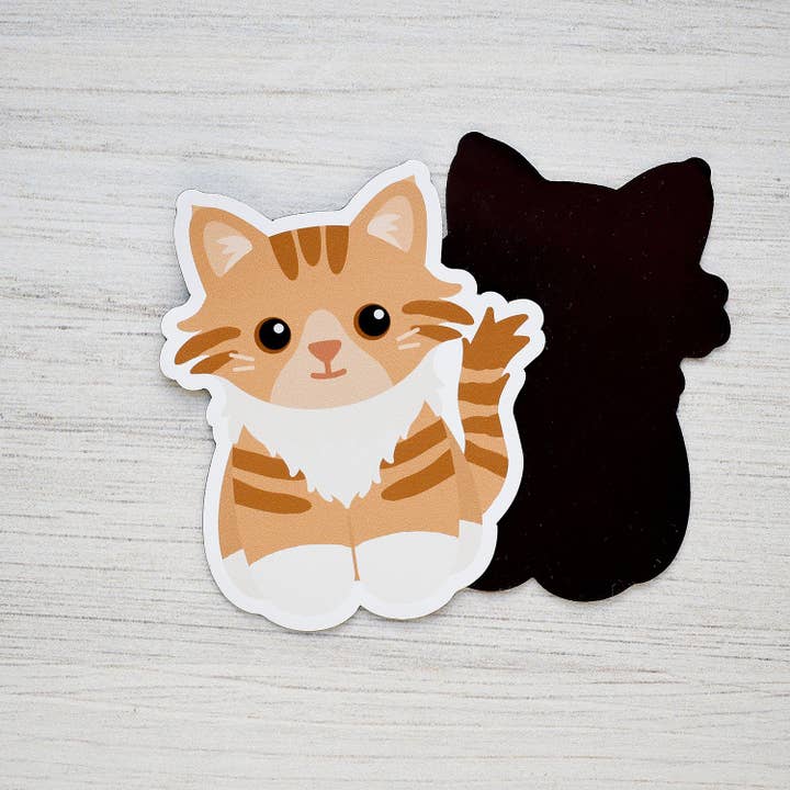Chester and Pearl - Wholesale Magnet - Looks Like My Cat! Long-haired orange tabby tuxedo cat magnet