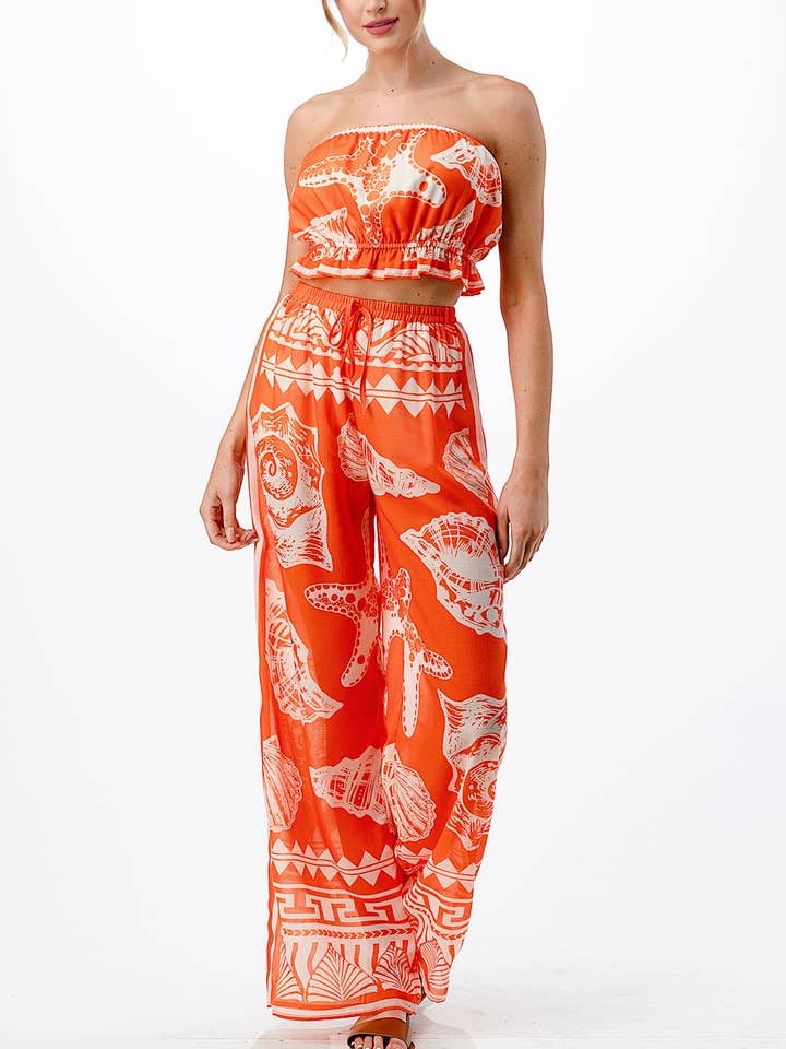 BT5603-SET_Volume bandeau top & Pants set-N for wholesale by Her Bottari