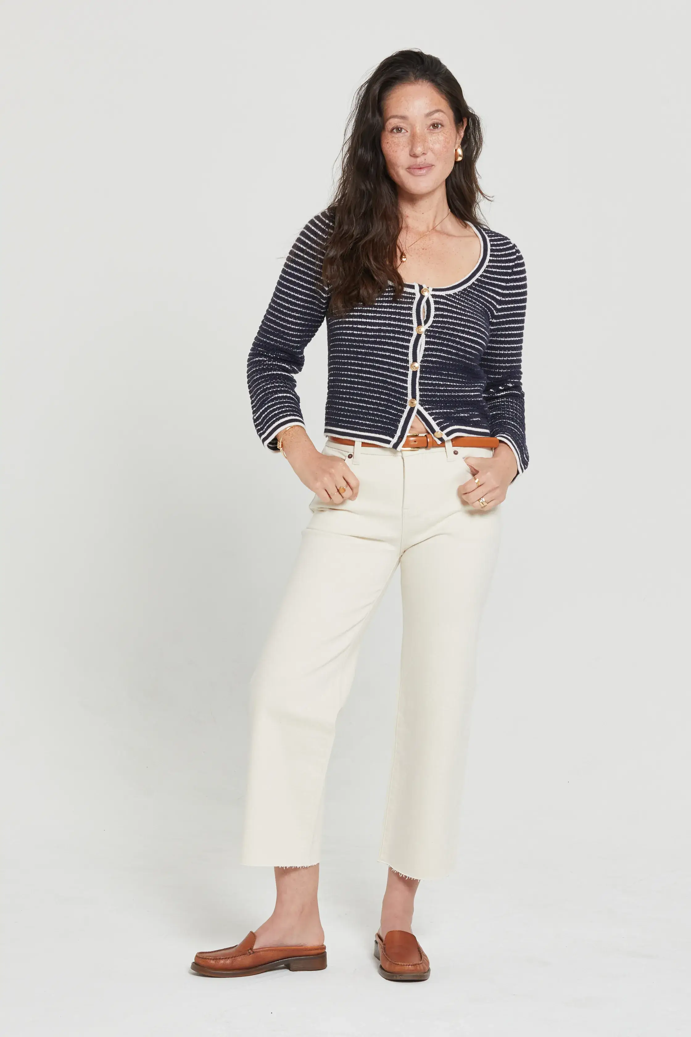 Oliver Logan - Wholesale Jeans - Women's - Aberdeen Ankle Crop High Rise Jean, Ecru 8