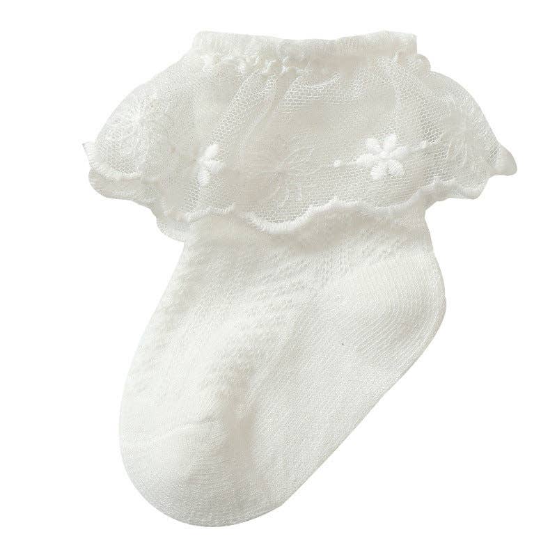 MyKids-USA® - Vendita all'ingrosso Calzini - Bambini e neonati - Calzini da principessa con design a rete in pizzo tinta unita da bambina6