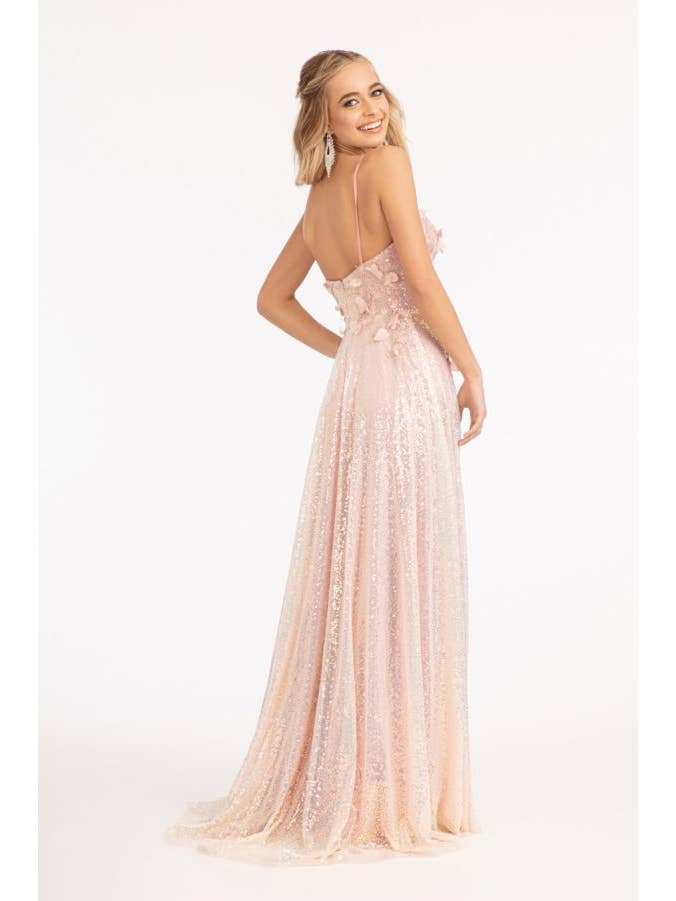 Tux-USA® - Wholesale Gown – Women's - Full Iridescent Sequin V-Neck A-Line Prom Dress /w Leg Slit5