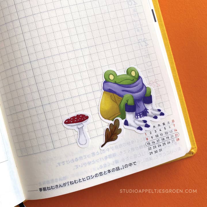 Studio Appeltjesgroen - Wholesale Sticker - Sticker sheet Mushroom and Frogs Fall and Autumn leaves4