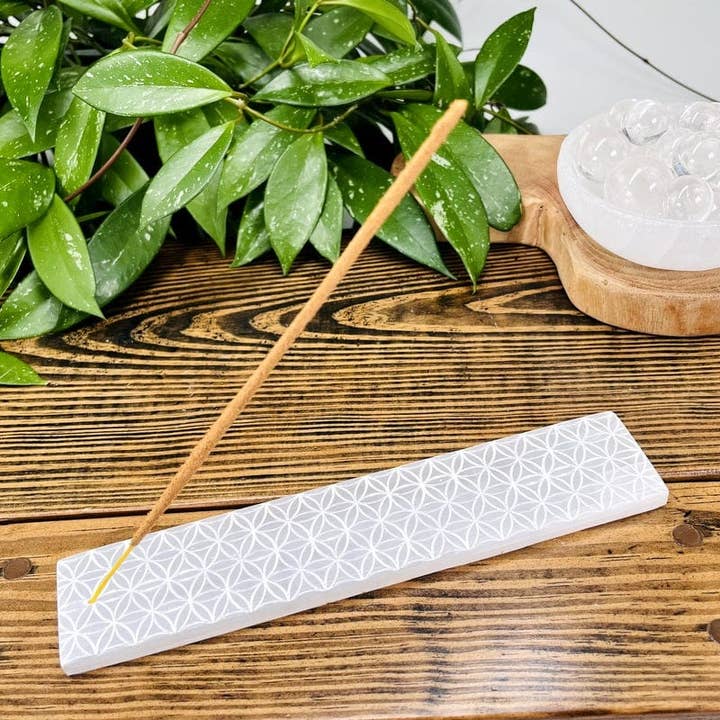 Rock Paradise - Wholesale Incense Holder - Crystal Selenite Incense Burner with Engraved Flower of Life