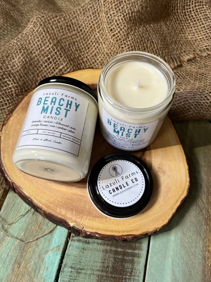 Candela Beachy Mist | Candela in cera di soia naturale per la vendita all'ingrosso da parte di Lazuli Farms