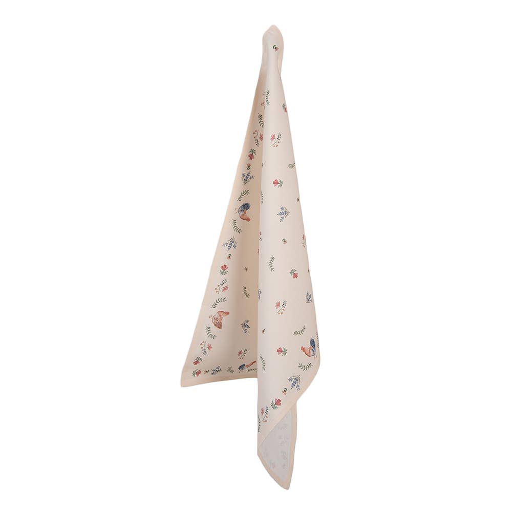 Clayre & Eef – Toalha de chá por atacado – Pano de prato Clayre & Eef 50x70 cm algodão bege com motivos de galinha azul0