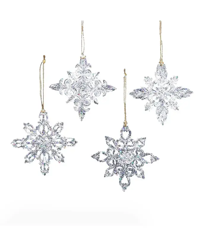 Kurt S. Adler, Inc. - Wholesale Ornament Set - 3.5"ACRYLIC SNOWFLAKE ORNAMENT 4/ASSTD0