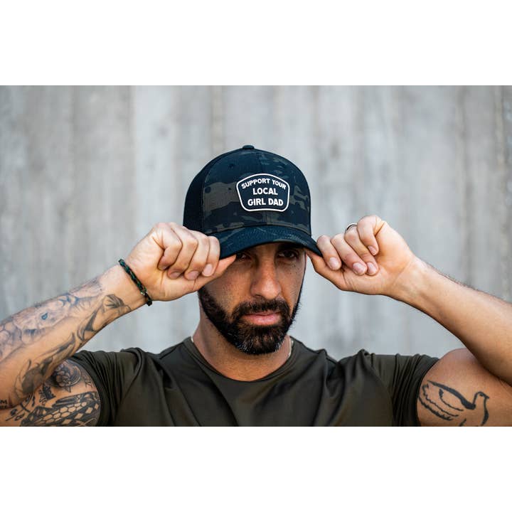 Support Your Local Girl Dad FLEXFIT Patch Hat (Multicam Blackl) for wholesale by Dadbod Apparel