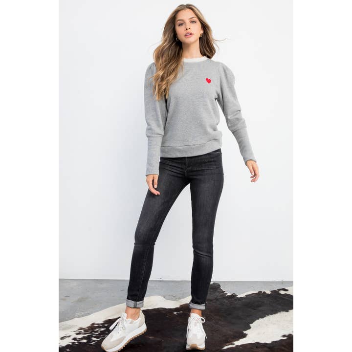 GRAY Bishop Sleeve Knit Sweater for wholesale on Faire