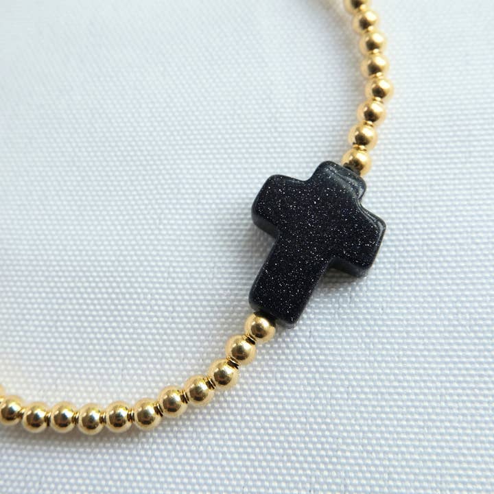 Emily Anne Designs LLC - Wholesale Beaded Bracelet - Faithful - Blue Goldstone1