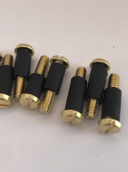 Brass Flat Head 1 1/4" #20 Machine Rubber/Screw Set (8 Screws + 12in Rubber) for wholesale by Mayday Games