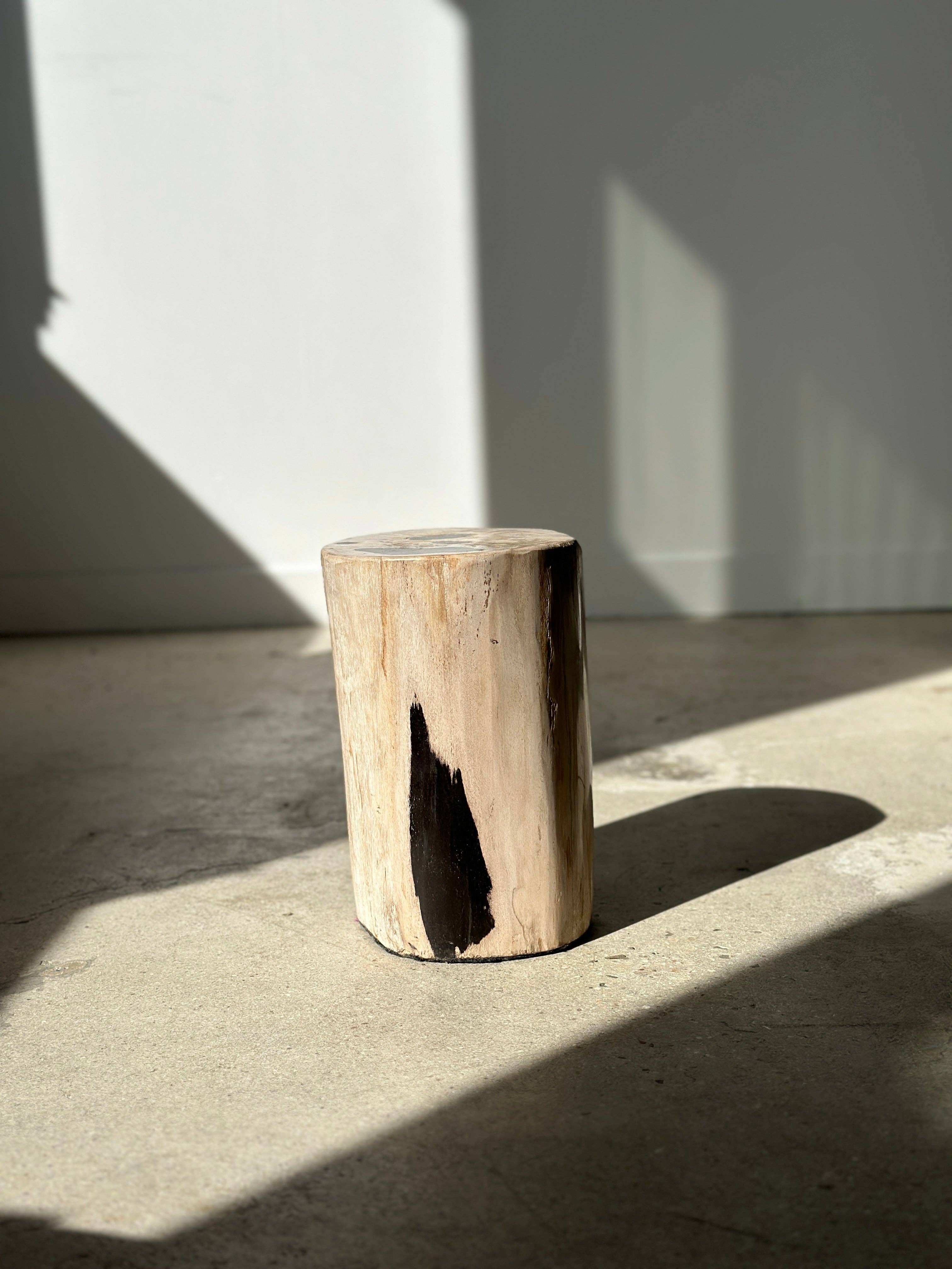 Office Objets - Wholesale Side Table - White petrified wood side table with black spots H:27.5 D:1816