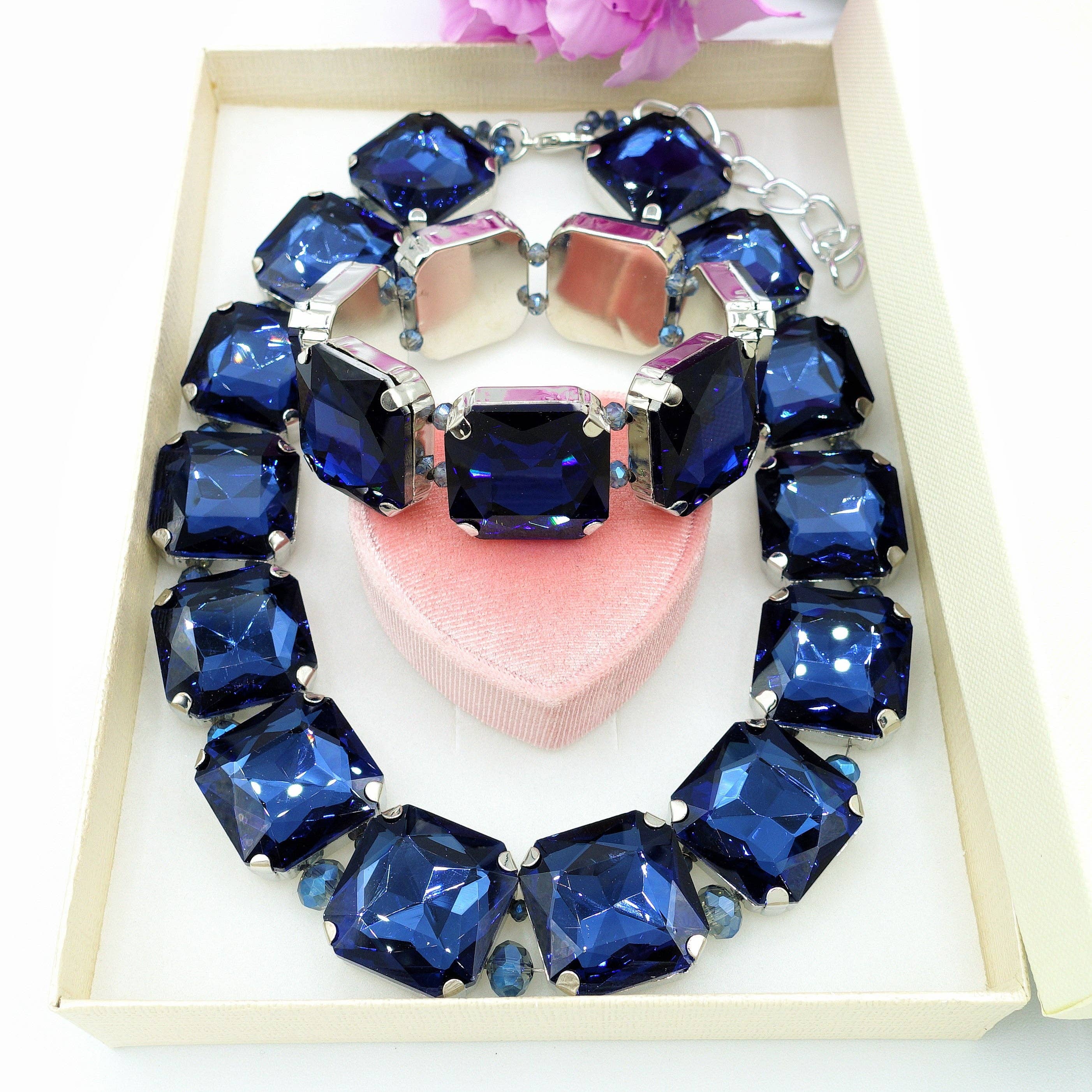 Argento + Krystal LUCE SÆT - HALSKÆDE OG ARMBÅND med facetslebne sten for engroshandel på Faire4