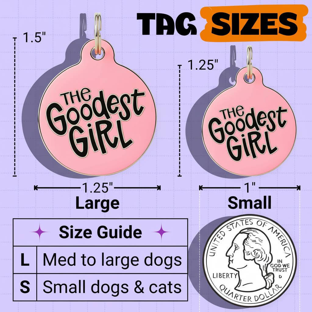 Bad Tags - Wholesale Pet Identification Tag - Cat/Dog - Pink Enamel Dog Tag w/Scannable Pet ID - The Goodest Girl 5