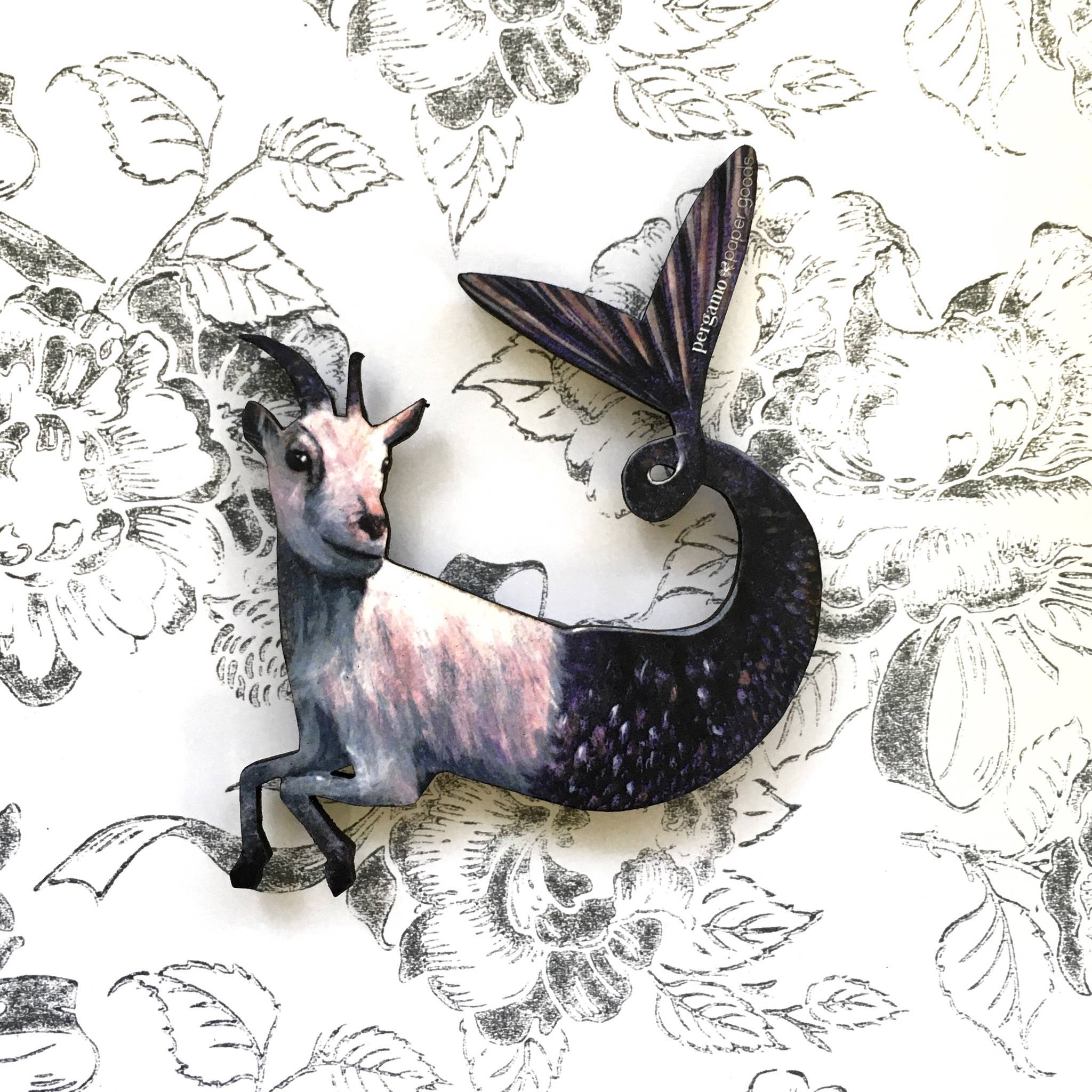 Pergamo Paper Goods - Wholesale Magnet - Capricorn - Goat Mermaid Laser Cut Wood Magnet1