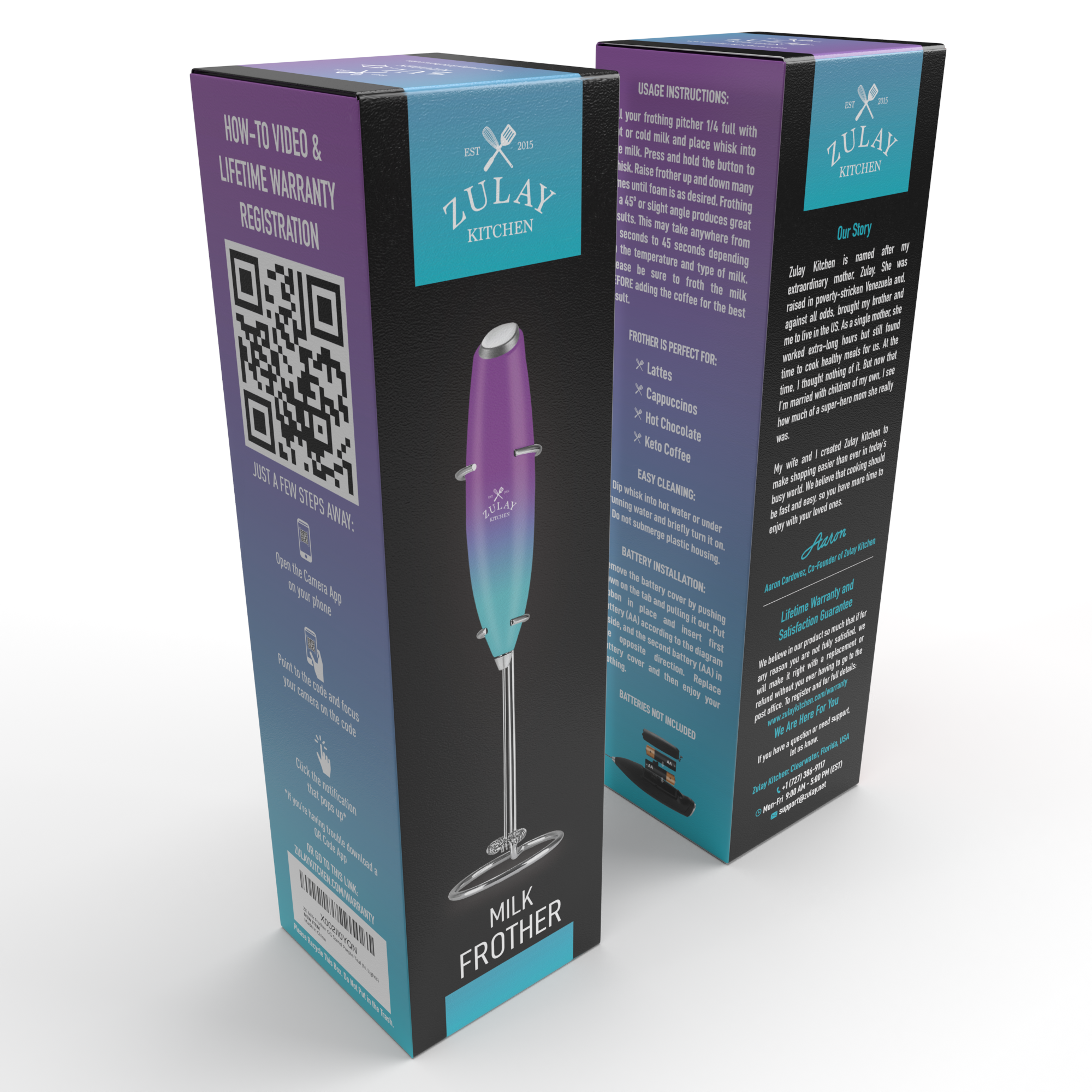 Zulay Kitchen - Wholesale Kitchen Tool/Gadget - Powerful Handheld Milk Frother - With Stand22