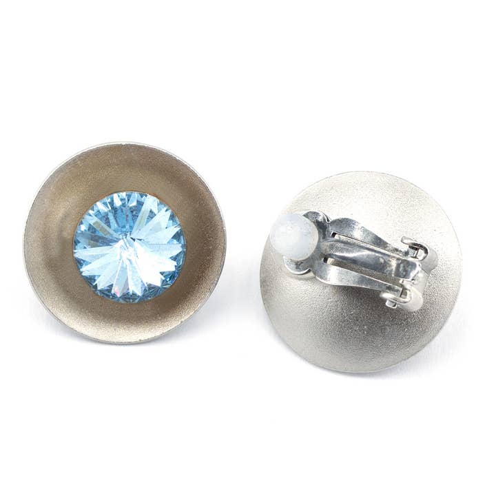 Clip d'oreille Rivoli 01 Élégant et mat avec cristal pour la vente par Sergio Engel jewellery