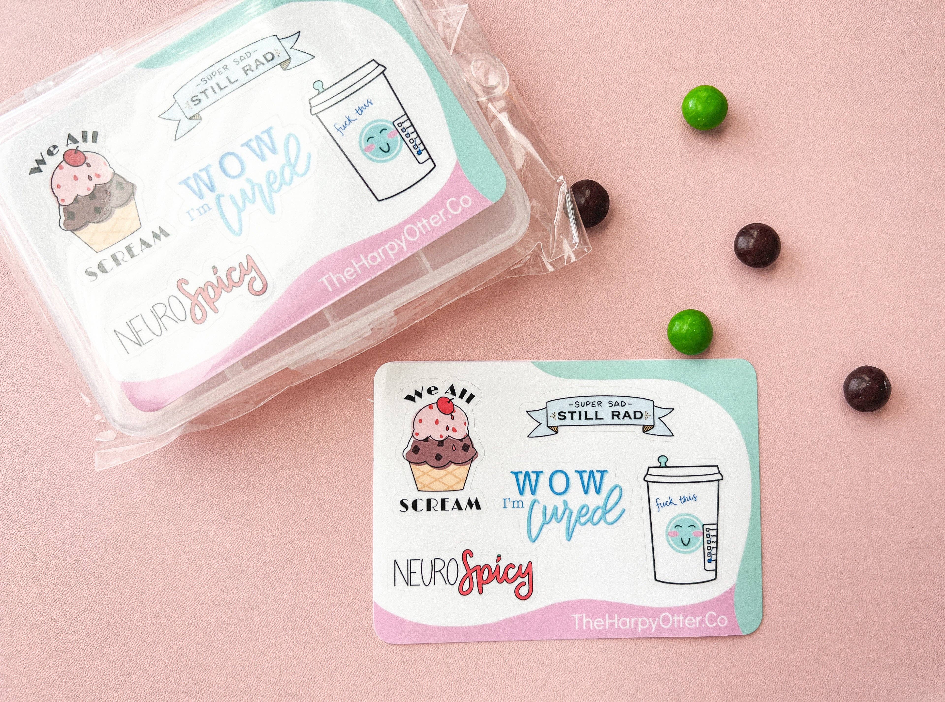 The Harpy Otter Co - Wholesale Sticker - Pill Case + NeuroSpicy Sticker Sheet1