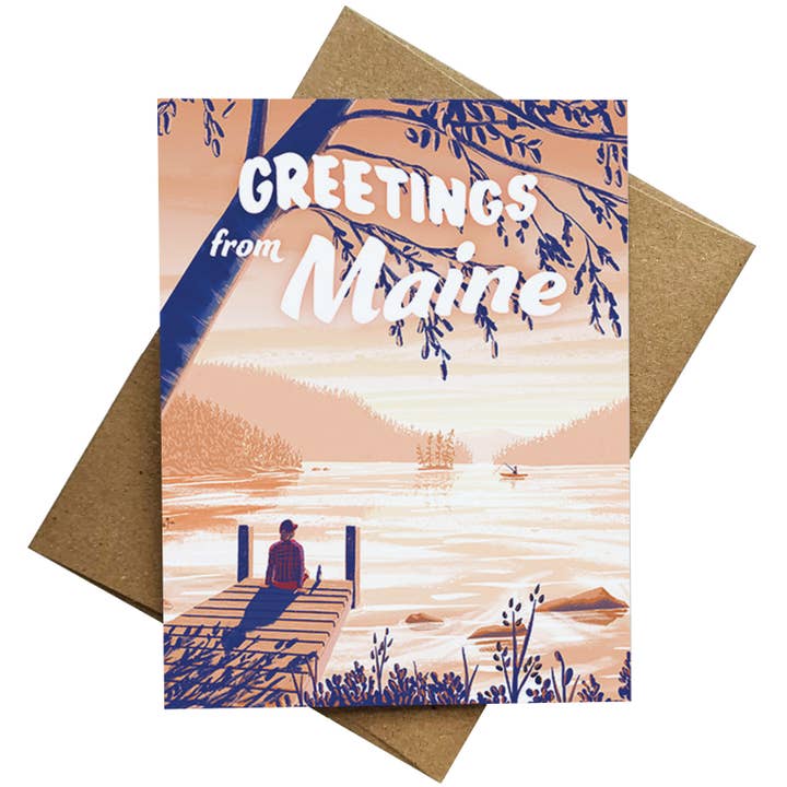 Maine Greeting Card for wholesale by Kat Maus Haus Illustration