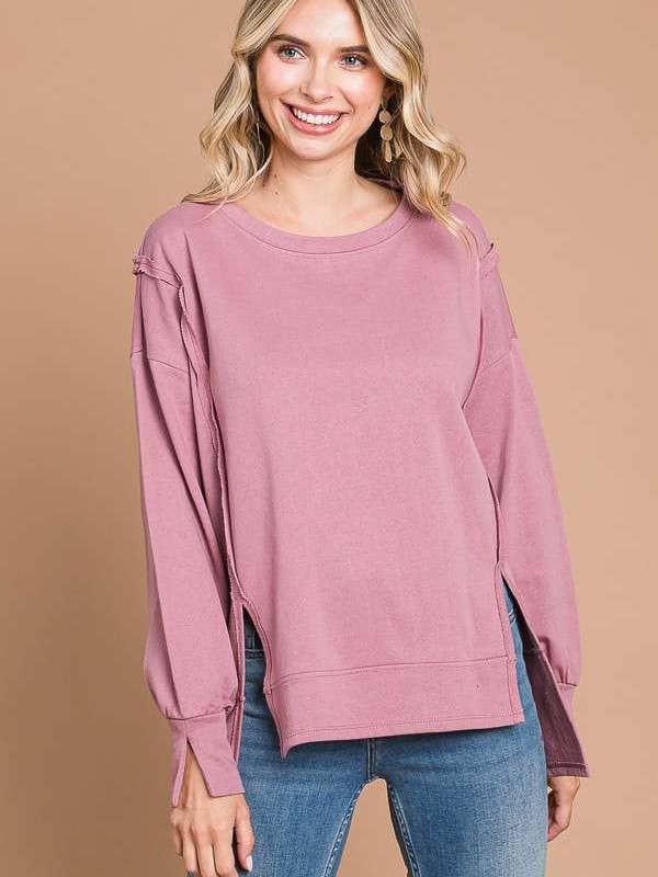 Culture Code - Wholesale Tunic - Women's - CFT1934L - ROUND NECK OVERSIZED EXPOSED SEAM TOP10