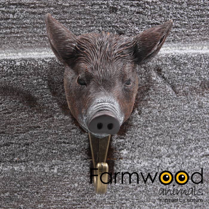 Imhof & Stevens BV - Wholesale Wall Hook - COAT HOOK HOOK'D! WILD BOAR 6X8.5X12 CM FARMWOOD ANIMALS1