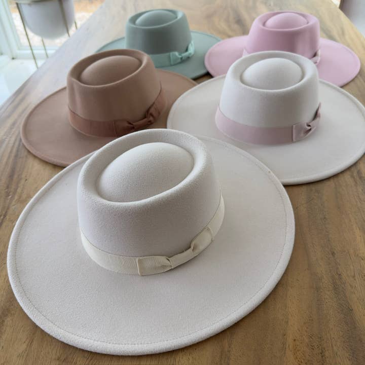Bella Betty - Wholesale Boater Hat - Women's - Best seller !! Structured boater with wide brim Grosgrain