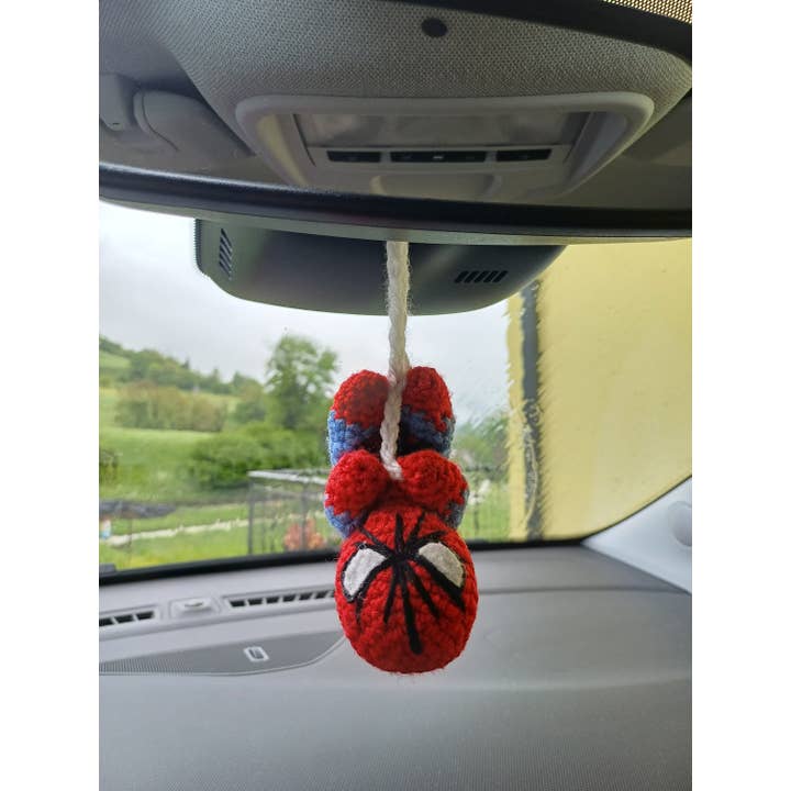 TOMOPOD LLC - Wholesale Car Decorative Charm - Unisex - Crochet Spiderman Car Hanging, Funny Car Charm Decoration