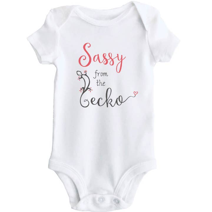 SASSY FROM THE GECKO - ORGANIC BODYSUIT for wholesale by Barnacle Baby